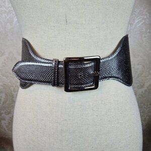 W Kleinberg Size Small Wide Karung Snake Belt Silver Black Solid Brass Buckle